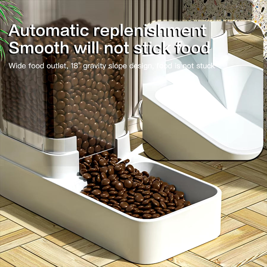 Automatic Cat Feeder & Water Dispenser with Gravity Food Storage Container for Cats and Dogs
